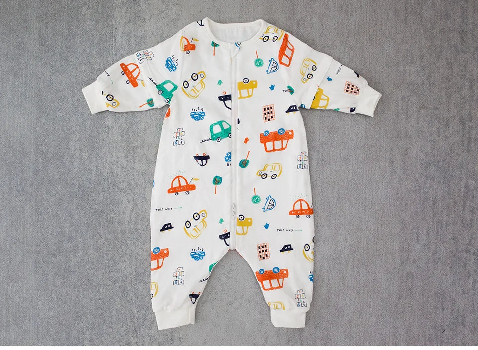 Baby Sleeping Bag with Removable Sleeves – Soft Cotton & Bamboo Fiber Wearable Blanket    Mimou Babywear