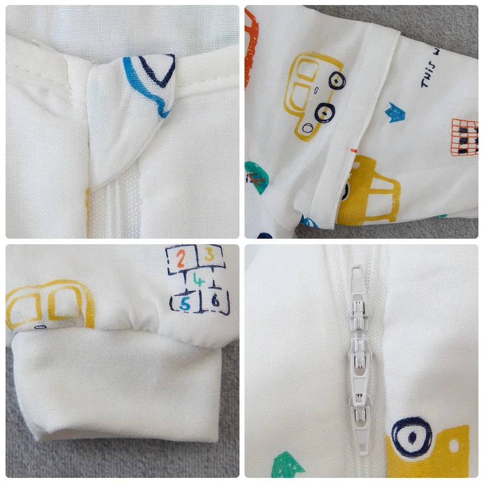 Baby Sleeping Bag with Removable Sleeves – Soft Cotton & Bamboo Fiber Wearable Blanket    Mimou Babywear