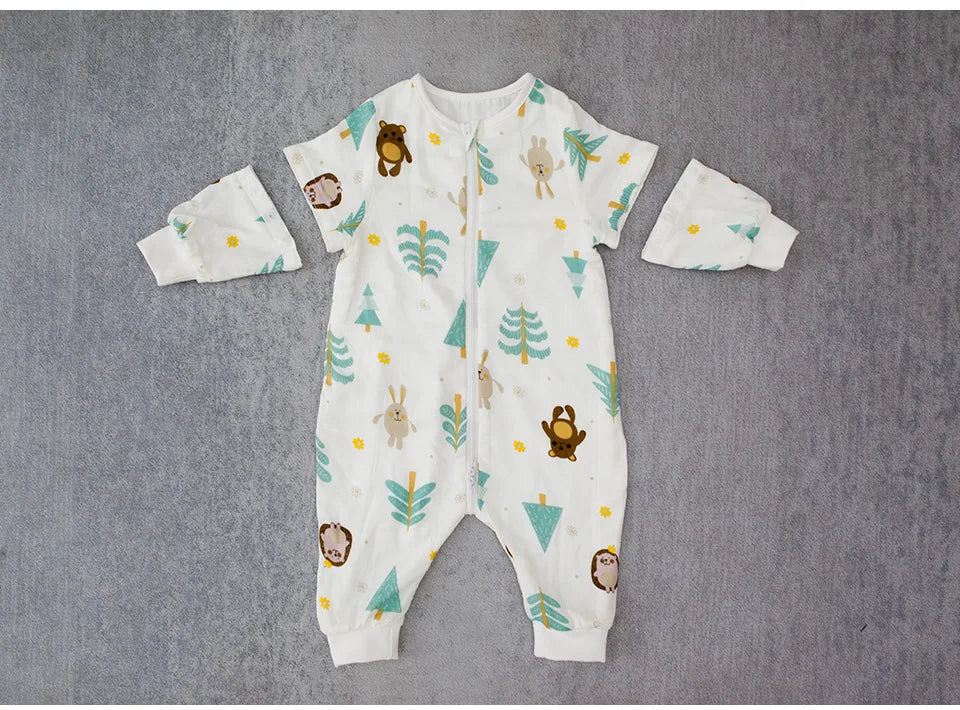 Baby Sleeping Bag with Removable Sleeves – Soft Cotton & Bamboo Fiber Wearable Blanket    Mimou Babywear