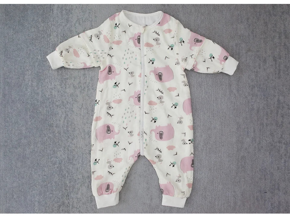 Baby Sleeping Bag with Removable Sleeves – Soft Cotton & Bamboo Fiber Wearable Blanket    Mimou Babywear