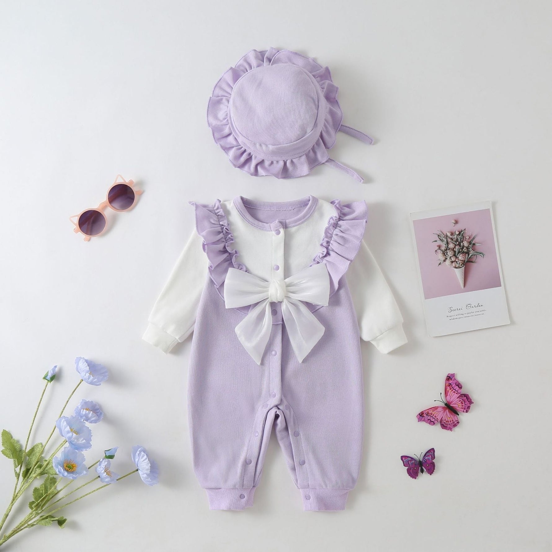 Baby Spring Clothes Newborn Female Baby Onesie Full Moon Out Jumper Plus Velvet Autumn And Winter Crawling Clothes    Mimou Babywear