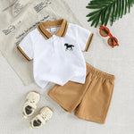 Baby Summer Outfit Set Polo Shirt & Textured Shorts (6–36M)    Mimou Babywear