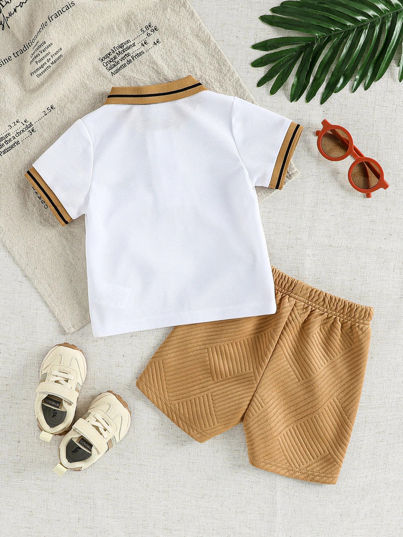 Baby Summer Outfit Set Polo Shirt & Textured Shorts (6–36M)    Mimou Babywear