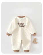 Baby Thick Cotton Jumpsuit – Warm Three-Layer Romper for Autumn Comfort    Mimou Babywear