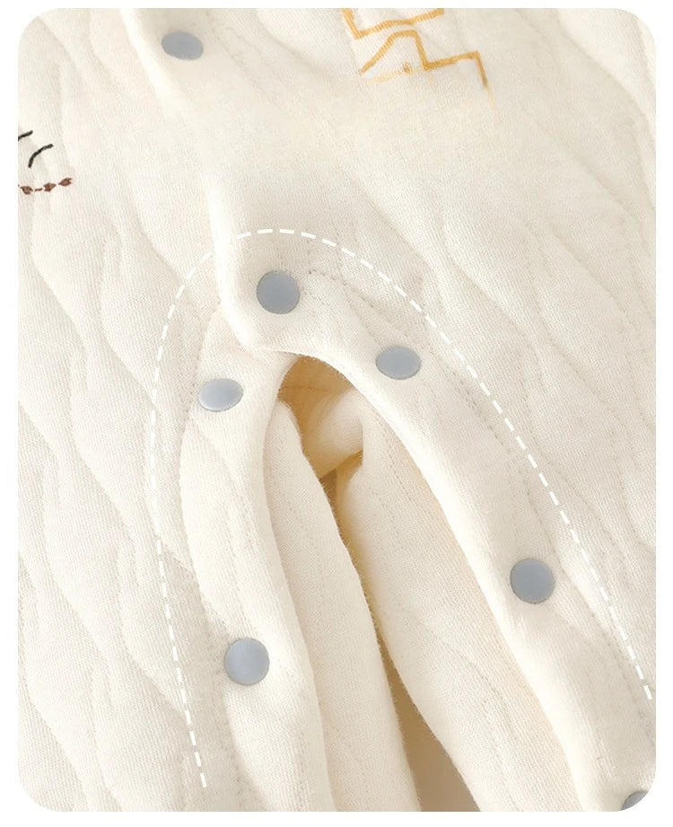 Baby Thick Cotton Jumpsuit – Warm Three-Layer Romper for Autumn Comfort    Mimou Babywear