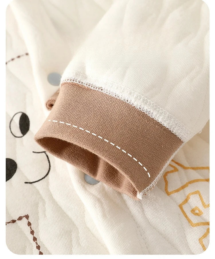 Baby Thick Cotton Jumpsuit – Warm Three-Layer Romper for Autumn Comfort    Mimou Babywear