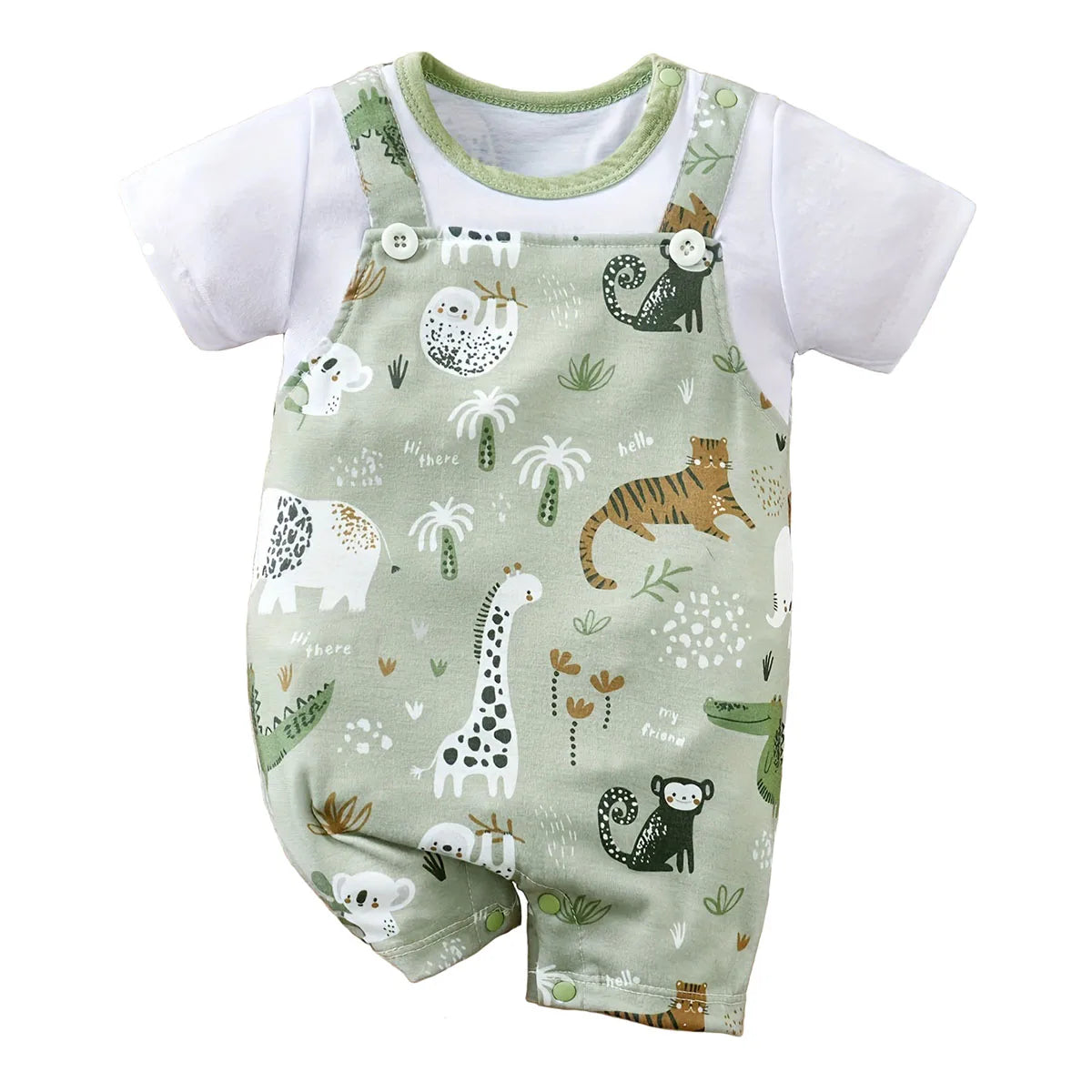 Baby Zoo Print Romper Set – Soft Two-Piece Style Outfit (0–18M)    Mimou Babywear
