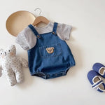 Bear Denim Baby Overalls – Cotton Short Overalls for Boys & Girls | Summer Outfit    Mimou Babywear