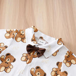 Bear Print Baby Summer Outfit Set with Short Sleeve Top (0–18M)    Mimou Babywear