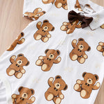 Bear Print Baby Summer Outfit Set with Short Sleeve Top (0–18M)    Mimou Babywear