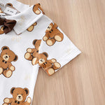Bear Print Baby Summer Outfit Set with Short Sleeve Top (0–18M)    Mimou Babywear