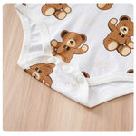 Bear Print Baby Summer Outfit Set with Short Sleeve Top (0–18M)    Mimou Babywear