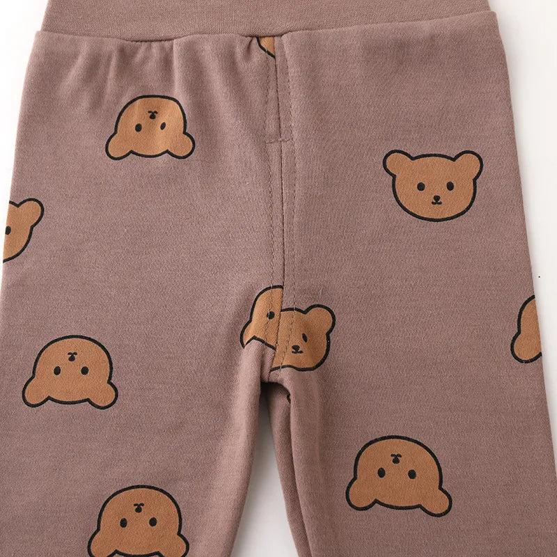 Bear Print Cotton Pajama Set – Long-Sleeve Top & Pants Baby Sleepwear    Mimou Babywear