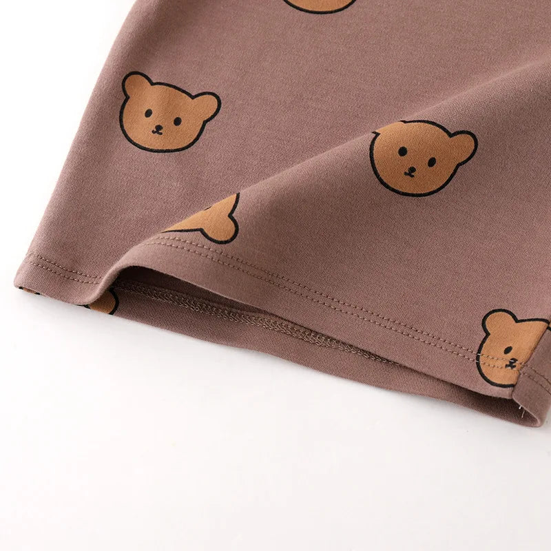 Bear Print Cotton Pajama Set – Long-Sleeve Top & Pants Baby Sleepwear    Mimou Babywear