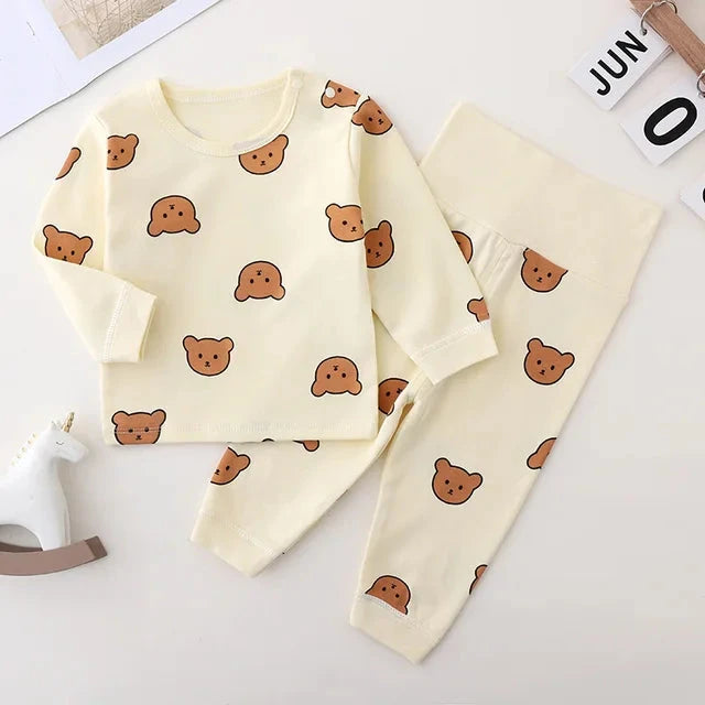 Bear Print Cotton Pajama Set (2-Piece, 6M-3Y)   Beige / 90 1-2T Mimou Babywear