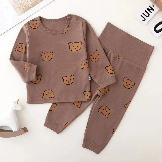 Bear Print Cotton Pajama Set (2-Piece, 6M-3Y)   Brown / 90 1-2T Mimou Babywear