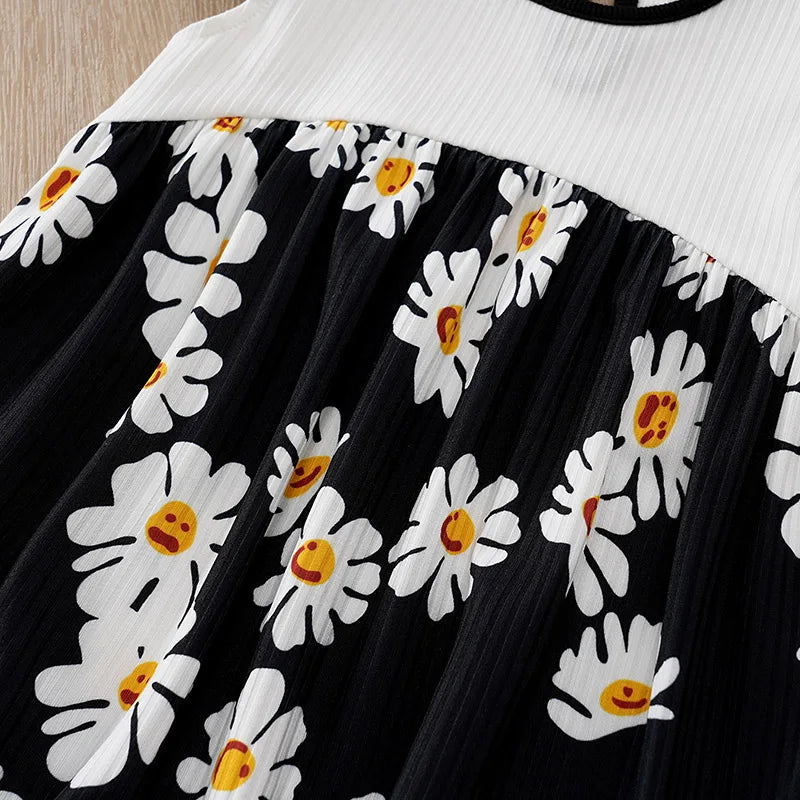 Black Daisy Baby Girl Sleeveless Romper (0–18M)    Mimou Babywear