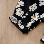 Black Daisy Baby Girl Sleeveless Romper (0–18M)    Mimou Babywear