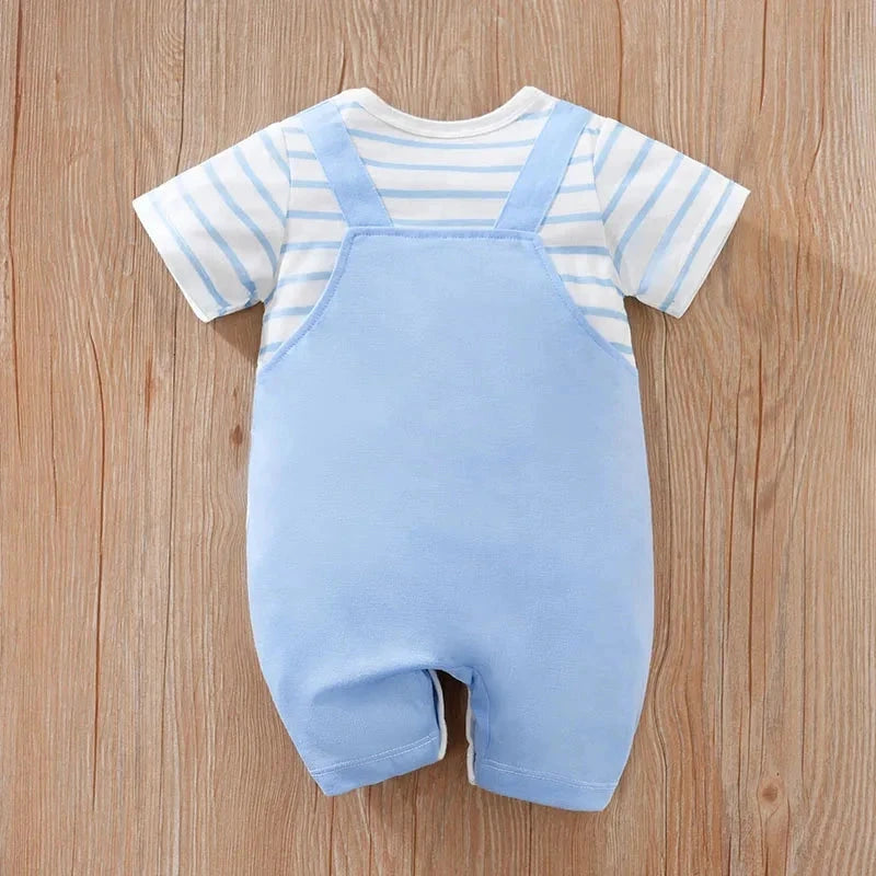 Blue Octopus Baby Romper Outfit with Striped Tee (0–18M)    Mimou Babywear