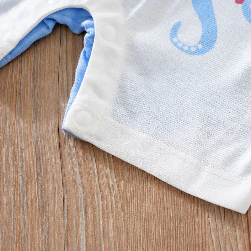 Blue Octopus Baby Romper Outfit with Striped Tee (0–18M)    Mimou Babywear