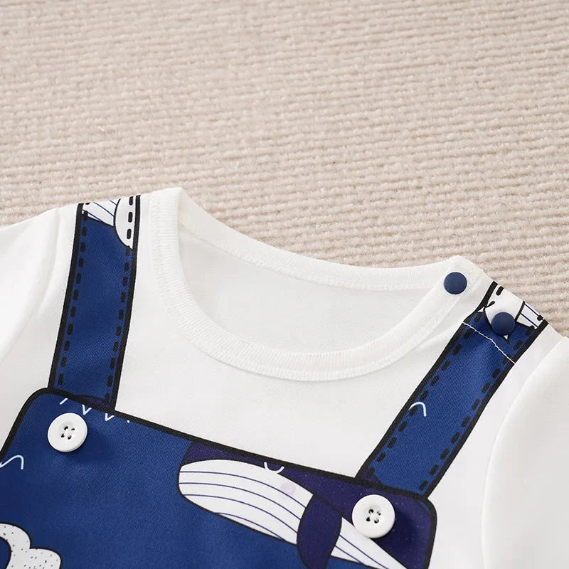 Blue Whale Baby Short Sleeve Romper Outfit (0–18M)    Mimou Babywear