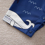 Blue Whale Baby Short Sleeve Romper Outfit (0–18M)    Mimou Babywear