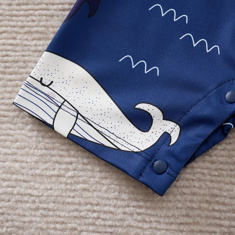Blue Whale Baby Short Sleeve Romper Outfit (0–18M)    Mimou Babywear