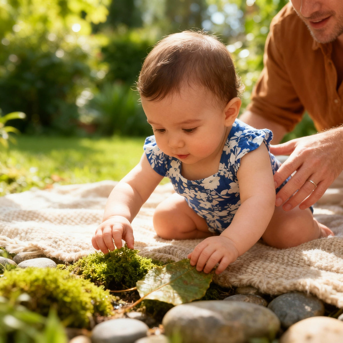 Blue & White Porcelain Baby Romper – Sleeveless Cotton Bow Bodysuit for Girls    Mimou Babywear