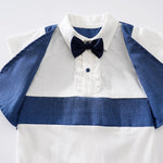 British Gentleman Short-Sleeve Romper – Summer Newborn Cotton Jumpsuit    Mimou Babywear