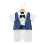 British Gentleman Short-Sleeve Romper – Summer Newborn Cotton Jumpsuit   LT223ZF006D Gentleman's Swallowtail / 90cm Mimou Babywear