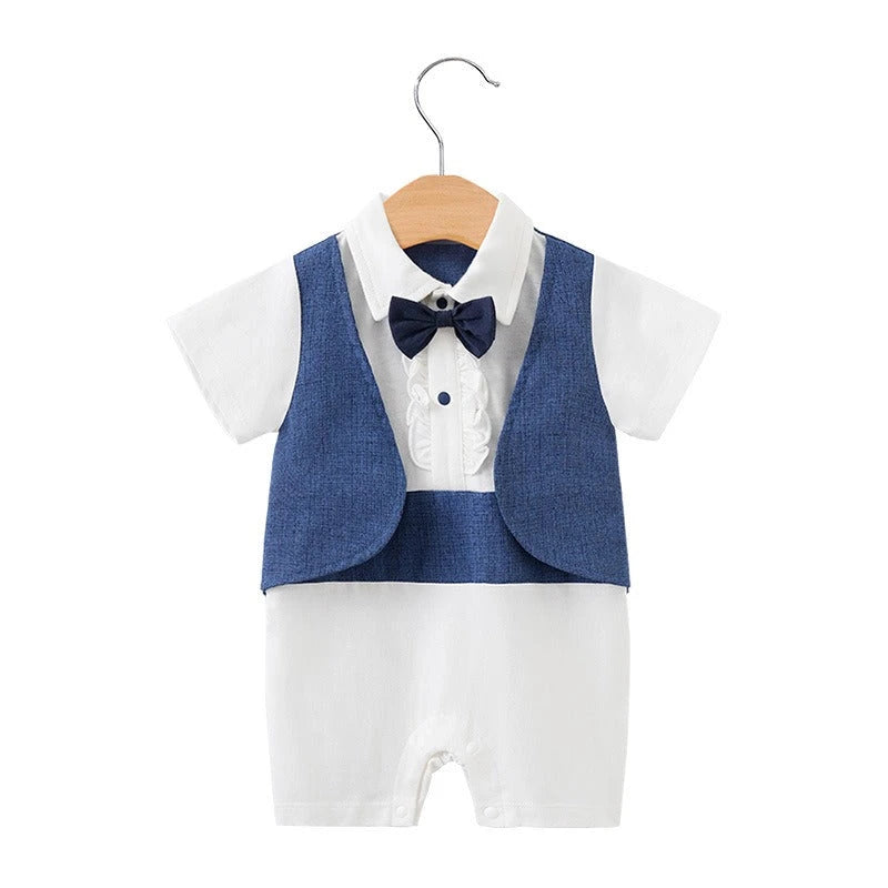 British Gentleman Summer Romper (0-18M)   Blue / 90cm Mimou Babywear