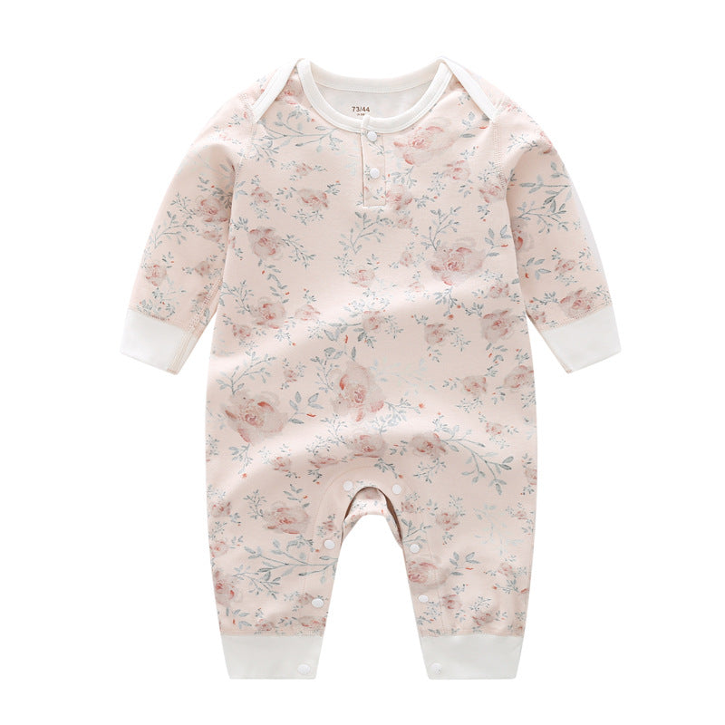 Pure Cotton Long-Sleeve Baby Jumpsuit – Soft Boneless Onesie for Boys & Girls   Rose【Jumpsuit】 / 90cm Mimou Babywear