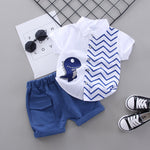 Little Dino Chevron Shirt & Cargo Shorts Set – Button Collar Summer Set (9–36M)    Mimou Babywear