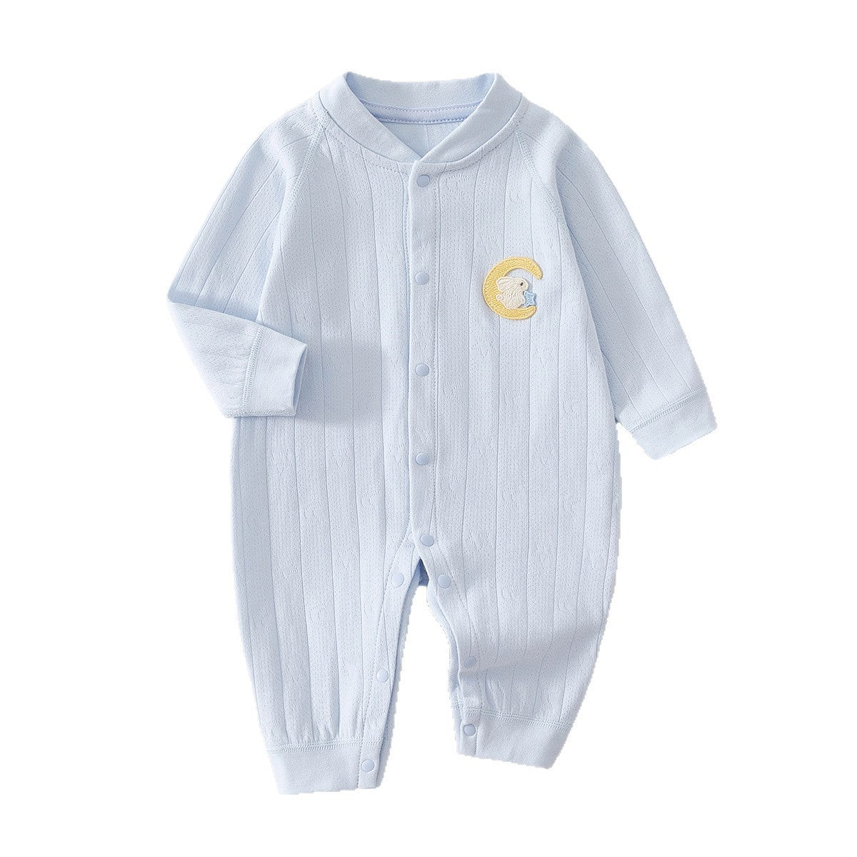 Moon Bunny Sleepsuit – Full-Snap Long Sleeve Cotton Romper (0–18M)