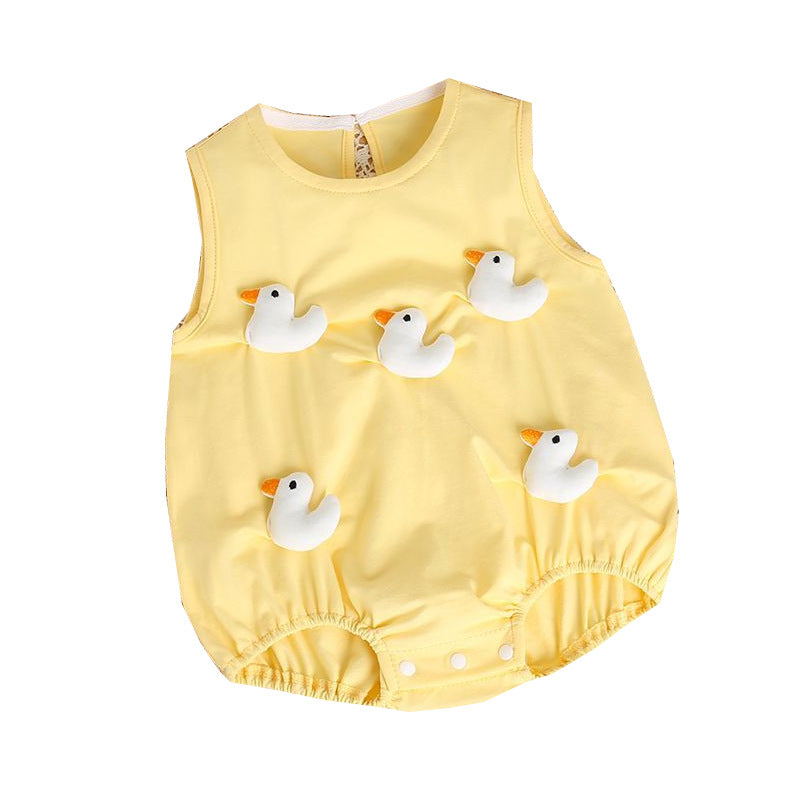 Little Duck 3D Bubble Romper – Sleeveless Snap Bodysuit (0–18M)