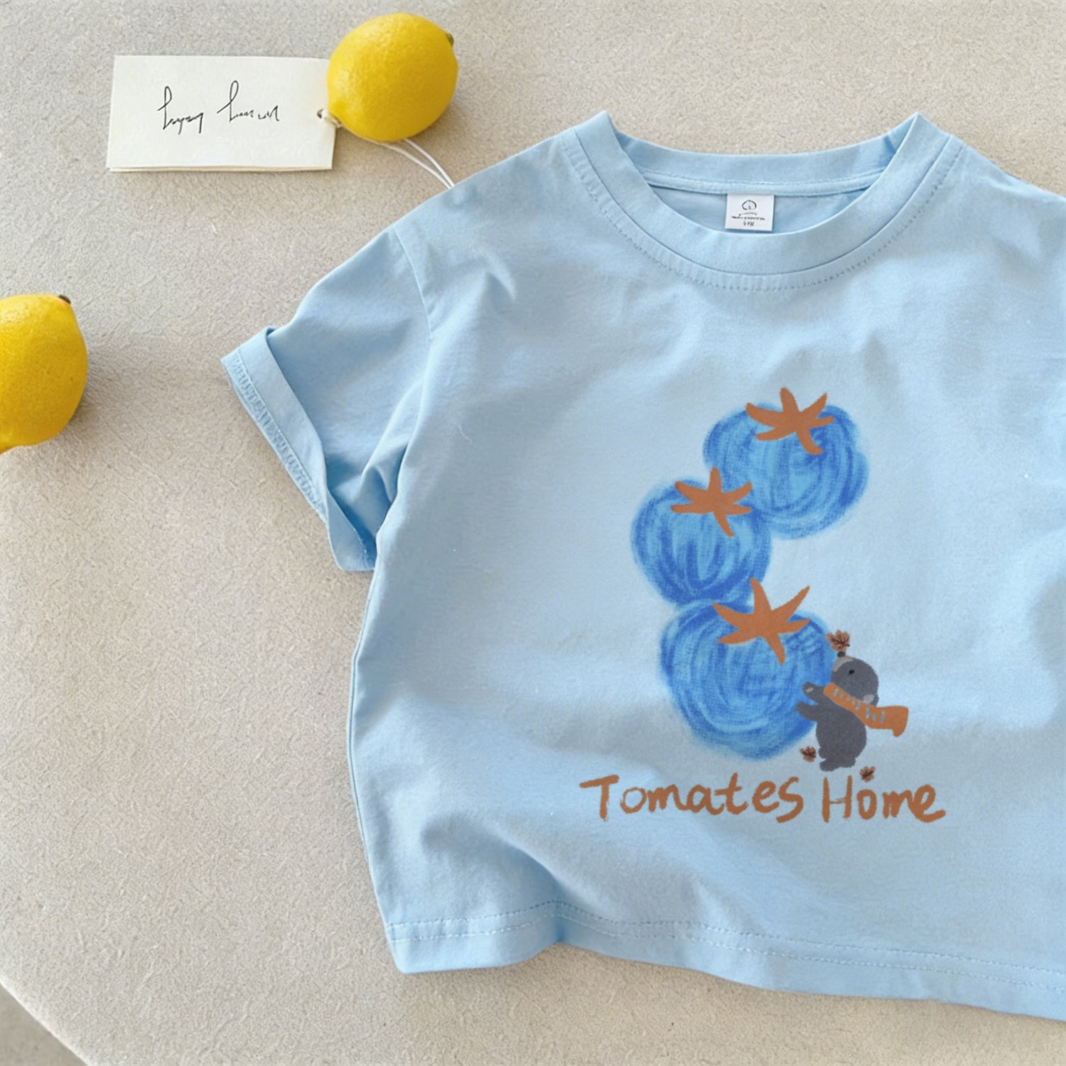 Tomates Home Graphic Tee – Watercolour Print Short Sleeve Cotton T-Shirt (12M–3Y)