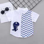 Little Dino Chevron Shirt & Cargo Shorts Set – Button Collar Summer Set (9–36M)    Mimou Babywear