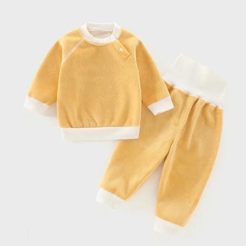 Children's Autumn And Winter Warm Suit Baby Spring And Autumn Plus Fleece Outer Wear Tops Pants Men And Women Baby Two Sets    Mimou Babywear