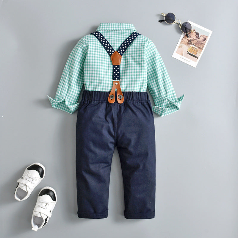 Children's Clothing Korean Version Two-Piece Children's Clothing Summer And Autumn Boys Long Sleeve Baby Baby Clothes    Mimou Babywear