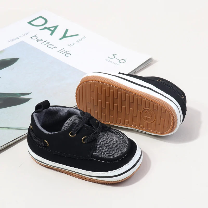 Classic Baby First Walker Shoes – Soft Sole British Style Sneakers (0–18M)    Mimou Babywear