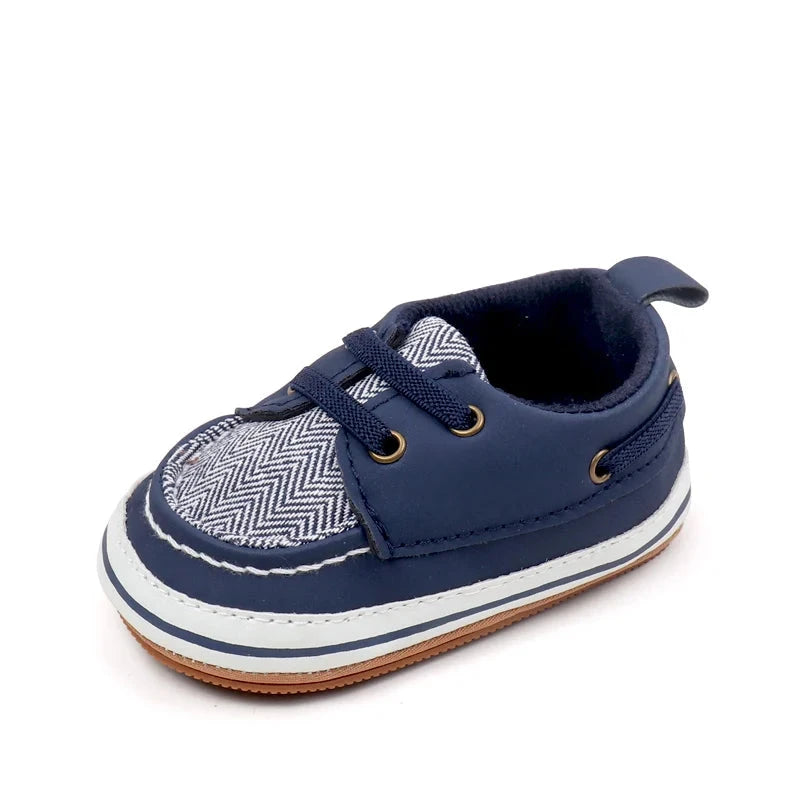 Classic Baby First Walker Shoes – Soft Sole British Style Sneakers (0–18M)    Mimou Babywear