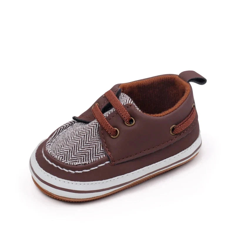 Classic Baby First Walker Shoes – Soft Sole British Style Sneakers (0–18M)    Mimou Babywear