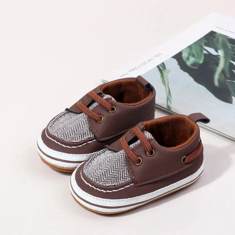 Classic Baby First Walker Shoes – Soft Sole British Style Sneakers (0–18M)    Mimou Babywear