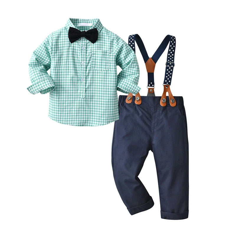 Classic Plaid Outfit (2-Piece, 6M-3Y)   Light Green Suit / 95cm Mimou Babywear