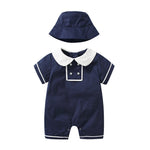 College Style Doll Collar Romper (3-24M)   Navy / 18-24M Mimou Babywear