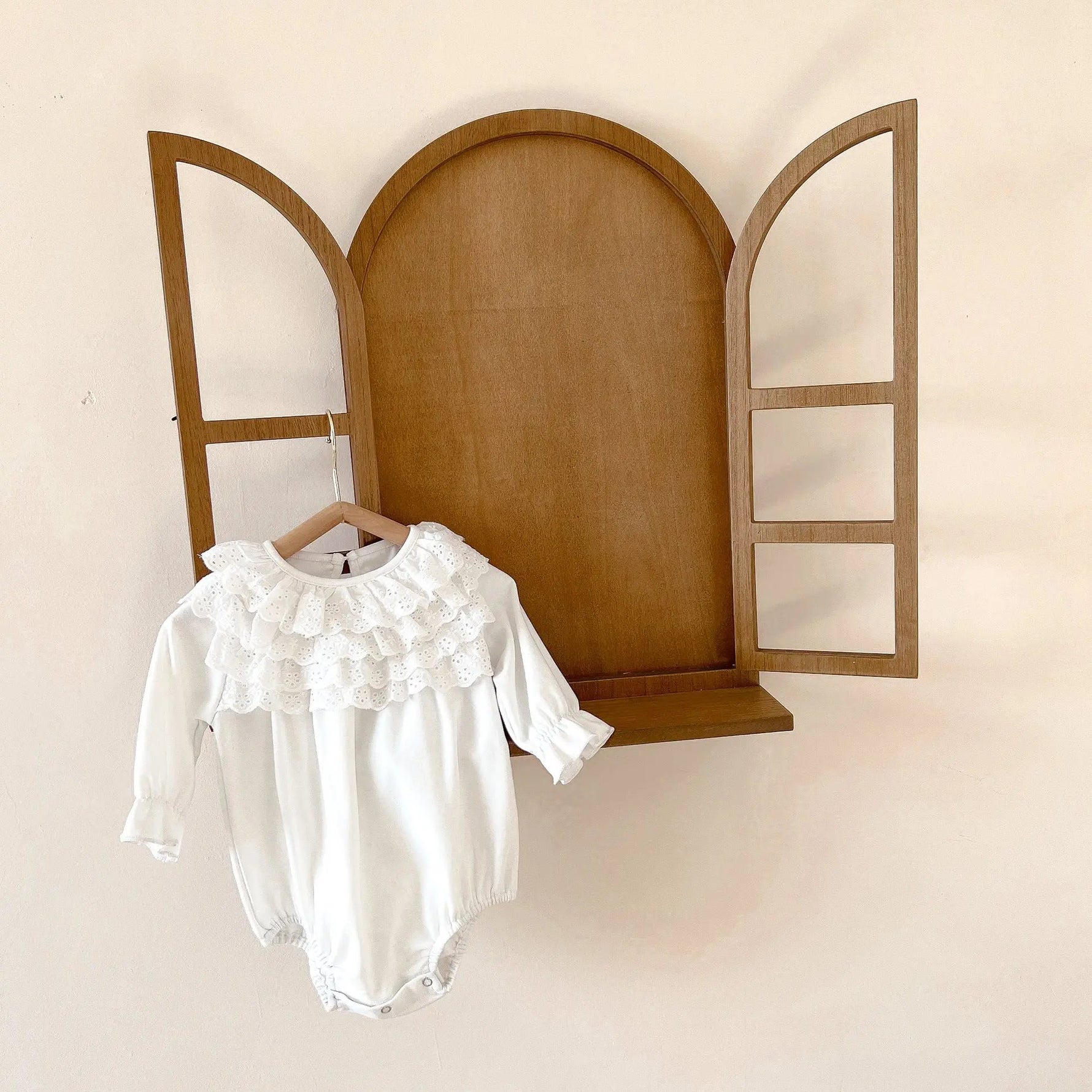 Cotton Doll Collar Baby Romper – Sweet Long-Sleeve Jumpsuit for Girls    Mimou Babywear