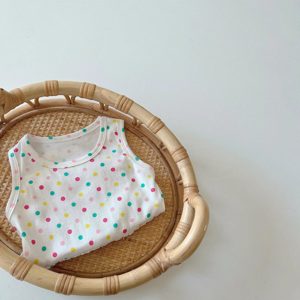 Cotton Polka Dot Baby Romper Dress – Sleeveless One-Piece for Girls | Lightweight Summer Outfit    Mimou Babywear