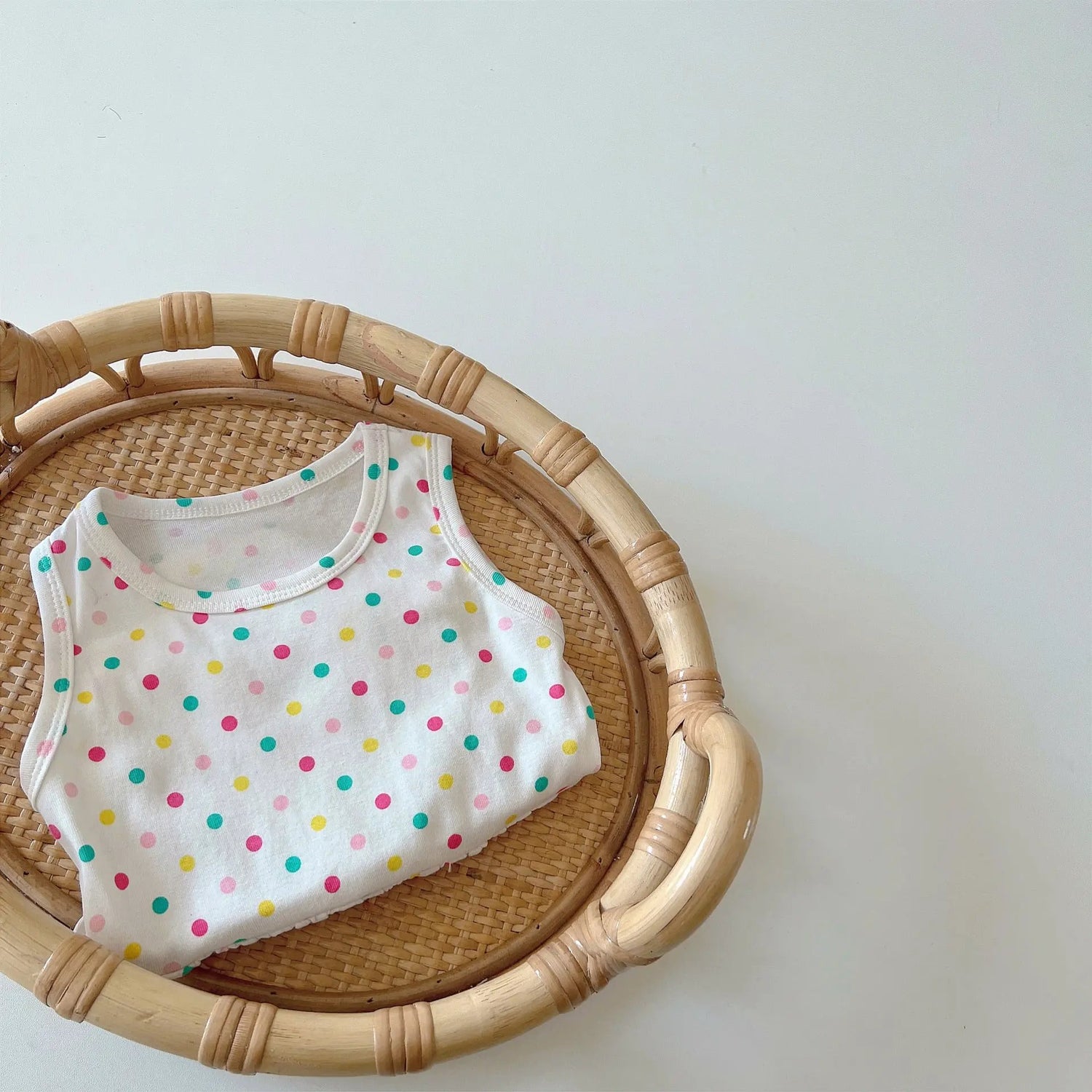 Cotton Polka Dot Baby Romper Dress – Sleeveless One-Piece for Girls | Lightweight Summer Outfit    Mimou Babywear