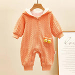 Cotton Princess Baby Romper – Long-Sleeve One-Piece with Hood & Zipper | Autumn Outfit   Orange / 90cm Mimou Babywear