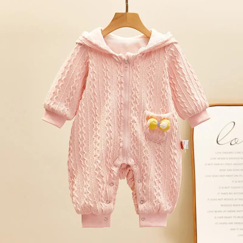 Cotton Princess Baby Romper – Long-Sleeve One-Piece with Hood & Zipper | Autumn Outfit   Pink / 90cm Mimou Babywear